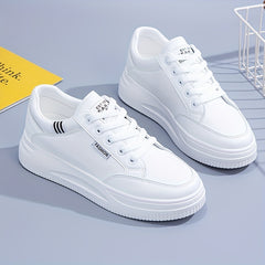 Women's Platform Skate Shoes Height Increasing Lace Up Non Slip Sneakers