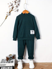Letter Graphic Print Boys Sweatshirt & Sweatpants Set