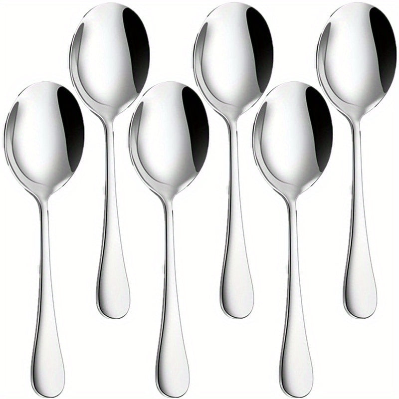 6 Piece Service Spoon Set Small Public Spoons Stainless Steel Modern Tableware