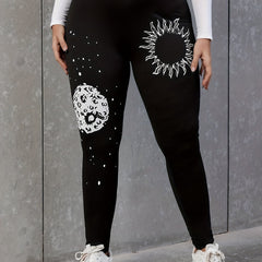 Casual Plus Graphic Print Skinny Leggings