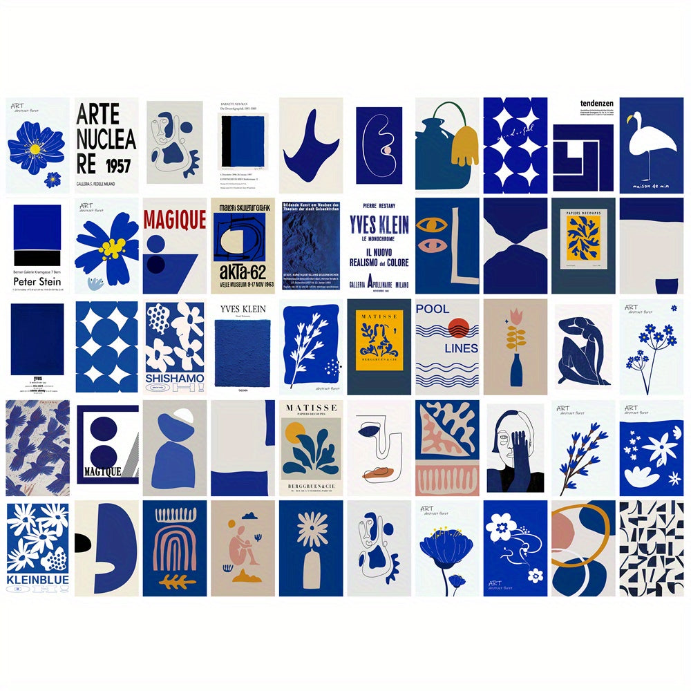 50pcs Klein Postcard Collage Set for Wall Aesthetics Wall Decoration Theme Room