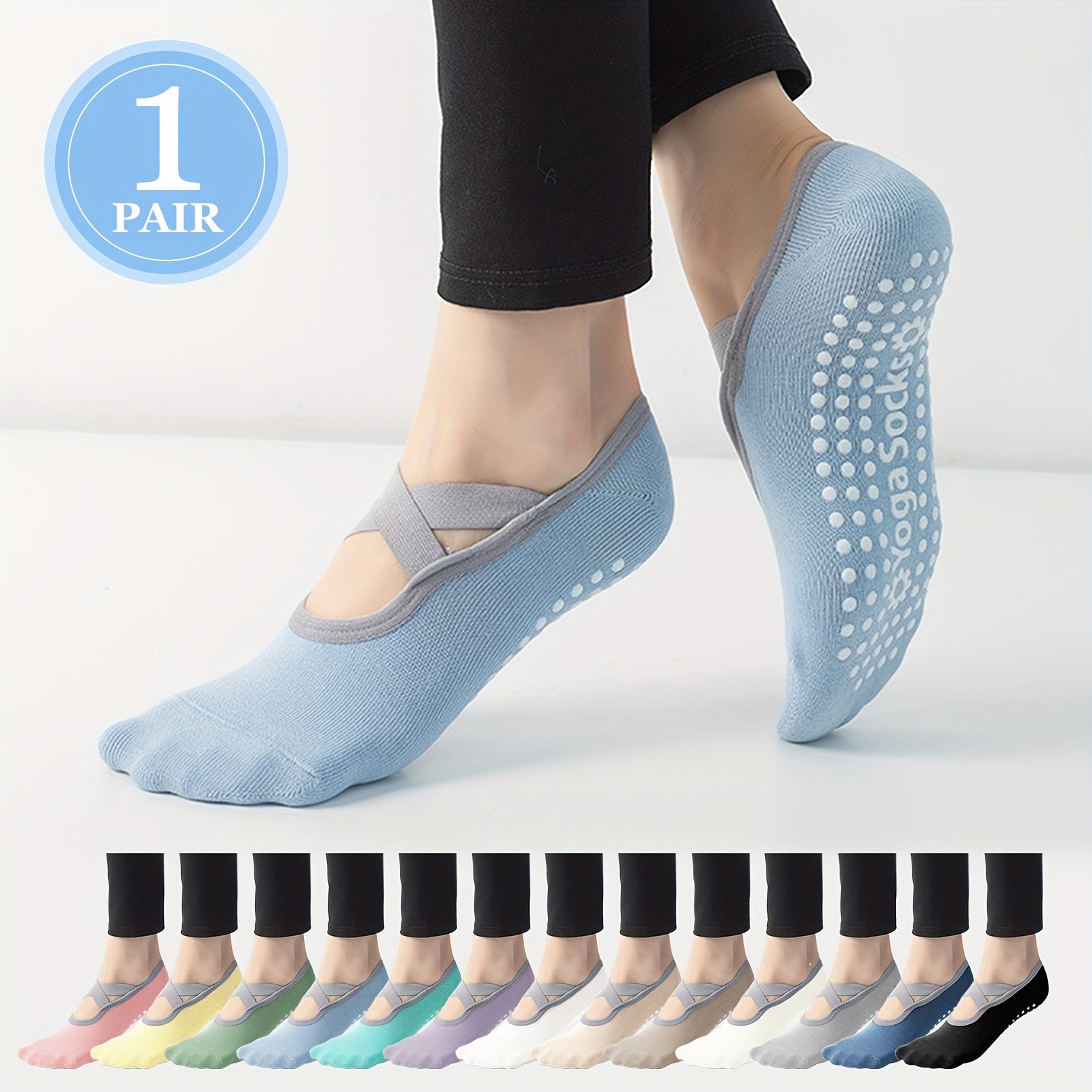 Anti-Skid Cross Strap Backless Yoga Dance Socks with Grips