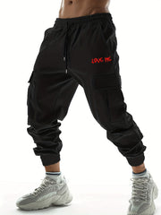 Love Me Letter Print Cargo Pants Men's Joggers For Spring