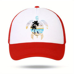 Unisex Sunshade Breathable Adjustable Baseball Cap with Beach Pattern