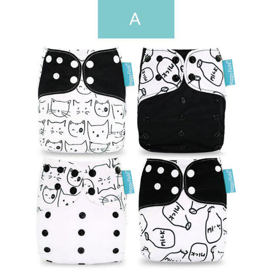 Happyflute 4pcs Baby Cloth Diaper Eco-friendly Adjustable Nappy Reusable