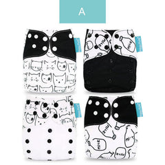 Happyflute 4pcs Baby Cloth Diaper Eco-friendly Adjustable Nappy Reusable