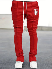 Skull Pattern Letter V Print Slim Fit Flared Joggers Men's Pants