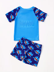 Boys Cartoon Shark Swimwear Set for Beach Vacation