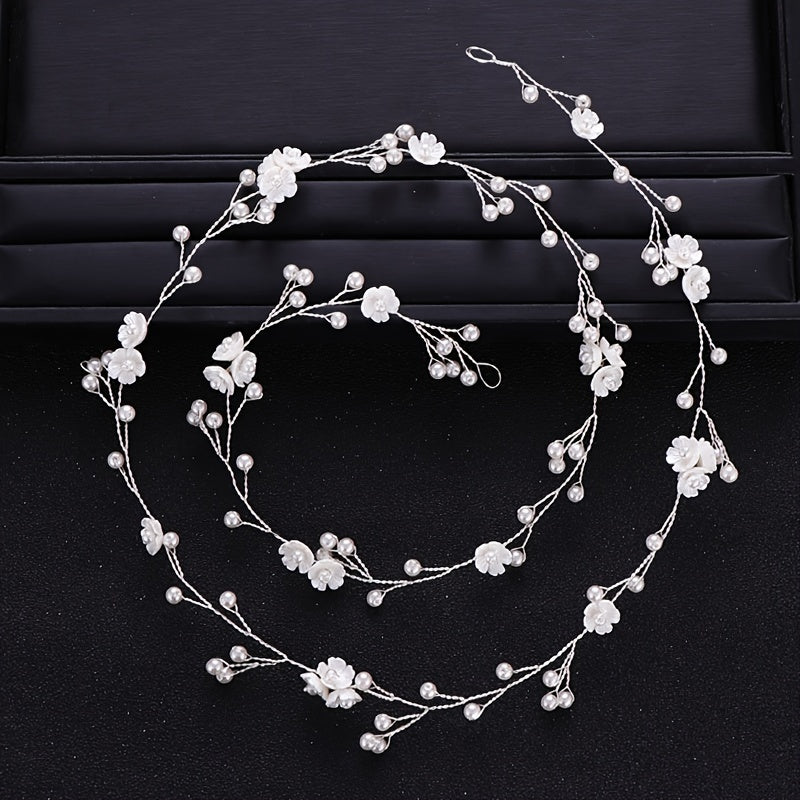 Faux Pearl & Flower Bridal Hair Vine