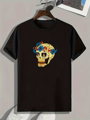 Skull Print Men's Graphic T shirt Casual Comfy Tees For Summer