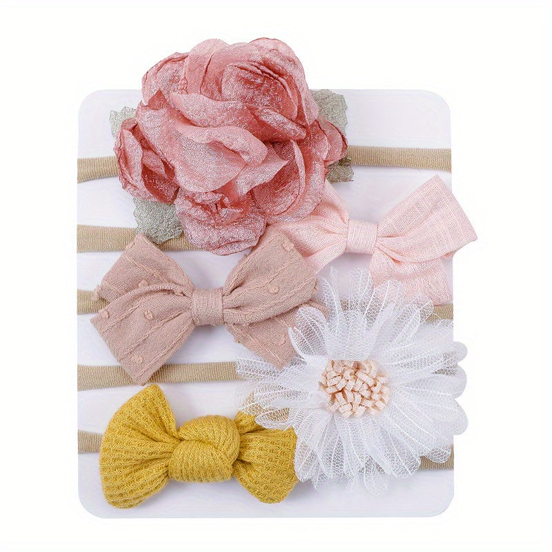 Flowers Bow Decor Headband Hairbands Hair Accessories for Baby Girls