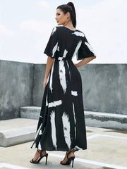 Flutter Sleeve Belted Maxi Dress for Women