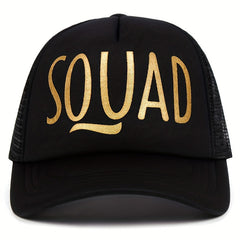 Golden Letter Print Trucker Hat Baseball Cap SQUAD BRIDE BRIDE TRIBE Dad Hats