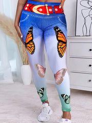 Casual Leggings Women's Plus Denim & Print Stretchy Skinny Leggings