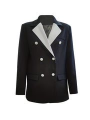 Solid Double Breasted Blazer Long Sleeve Outerwear Women's Clothing