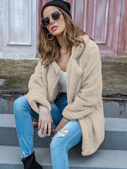 Women's Plush Cardigan Sweater Tops Loose Long Sleeve Outwear Coat