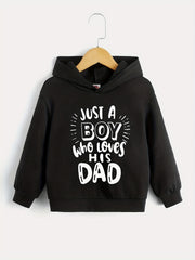 Boy Loves Dad Pullover Hooded Sweatshirt