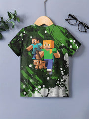 Boy's Cartoon Blocks Graphic Tee Casual Stretch Breathable Novel Shirt