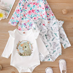 Baby Girls Graphic Long Sleeve Bodysuits Set