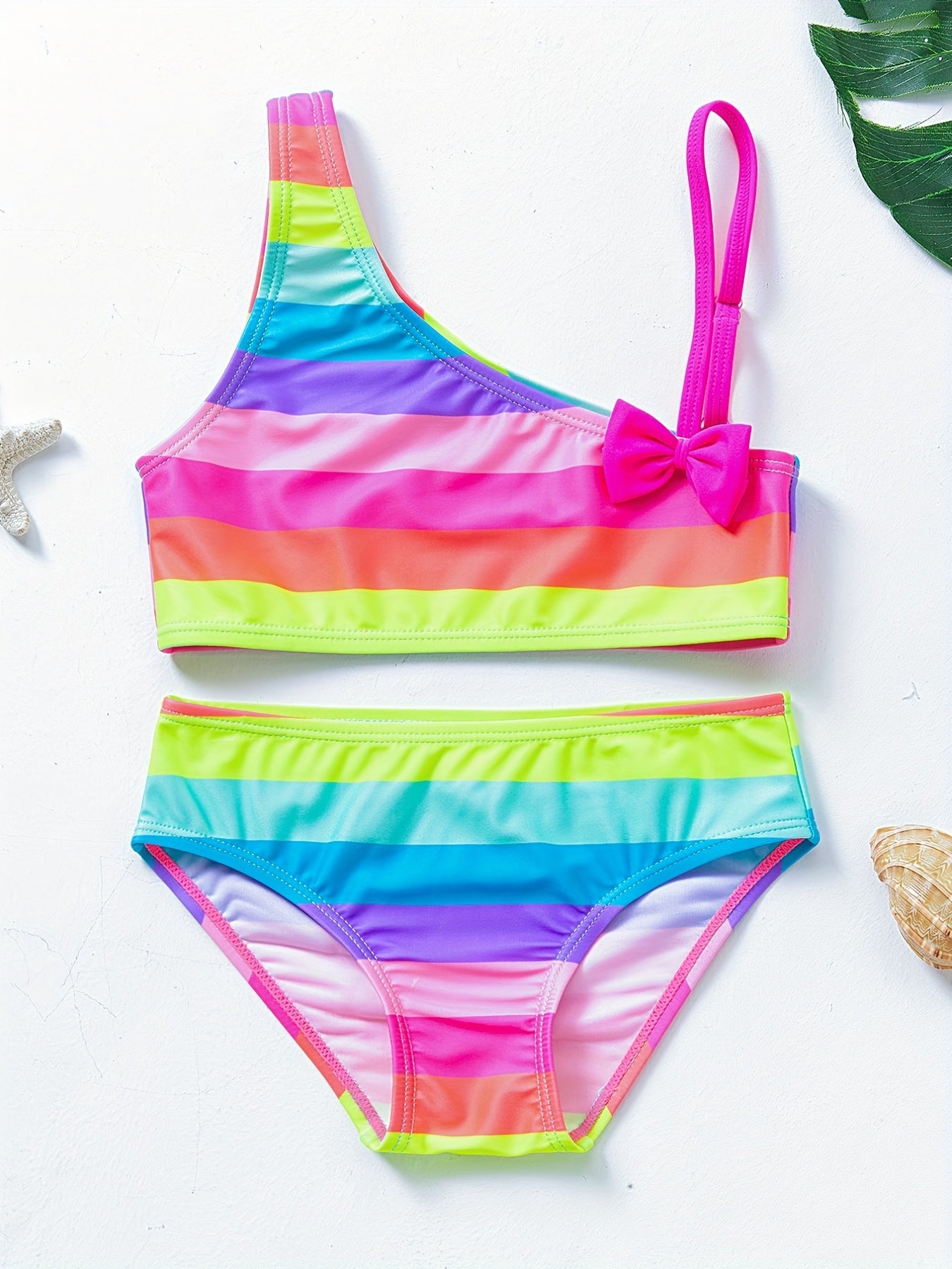 Toddler Girls Colorful Striped Bikini Tankini Swimsuit Set