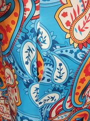 Paisley Print Short Sleeve Round Neck Dress