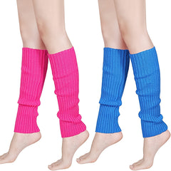 80s Neon Leg Warmers Knit Ribbed Leg Warmer Party Accessory