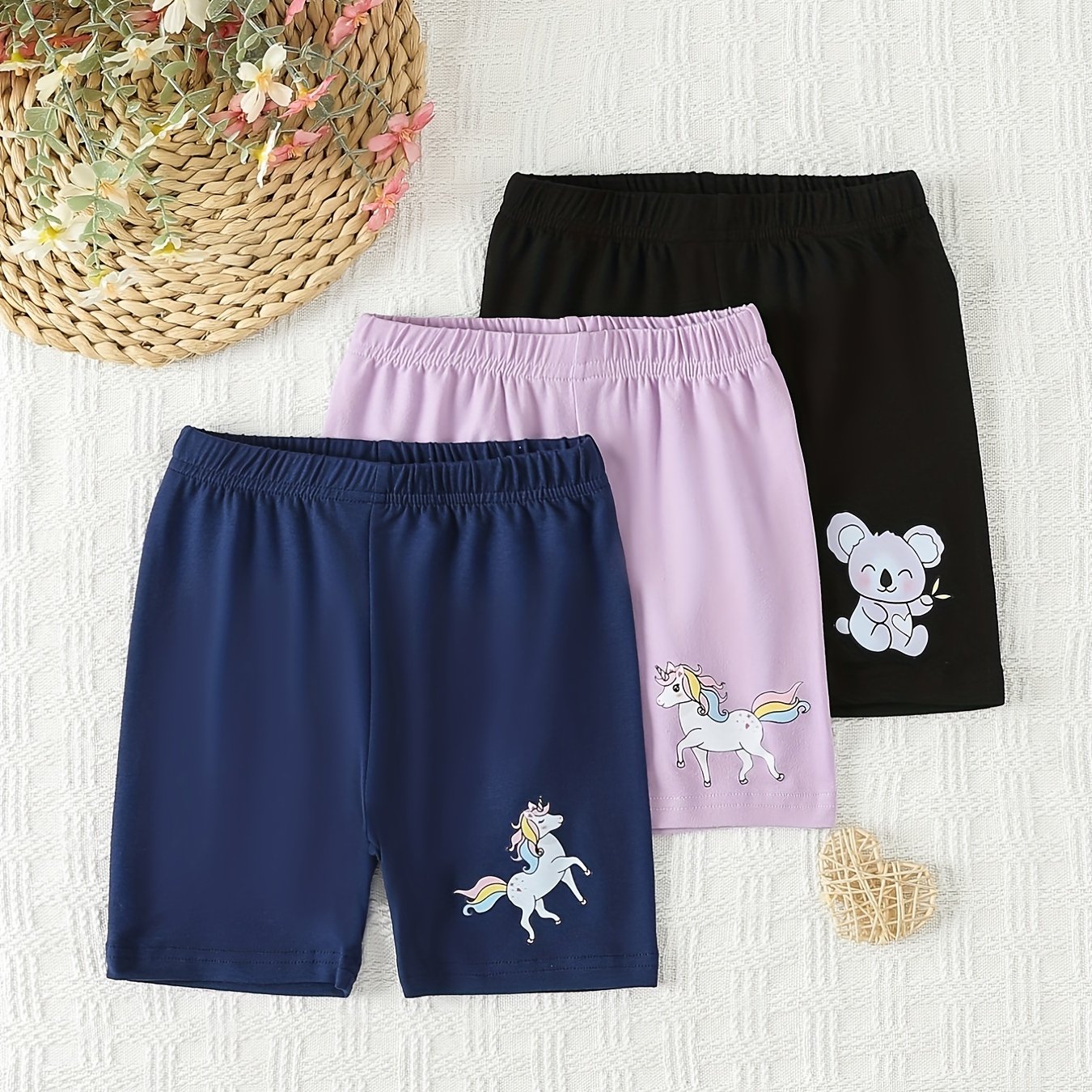 Toddler Girls' Unicorn Graphic Shorts Stretchy Comfy Bike Shorts Dance Outwear