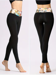 Floral Print Yoga Pants Slim Fit Quick Dry Sporty Activewear