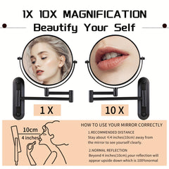 Wall Mounted Makeup Mirror 8 Inch Metal Magnifying 1X 10X Shaving Mirror