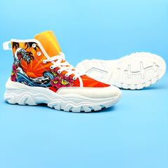 Graphic Print Lightweight Heighten Skate Shoes Casual Non Slip Chunky Sneakers