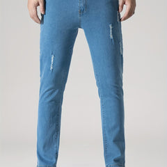 Men's Distressed Slim Fit Ripped Jeans