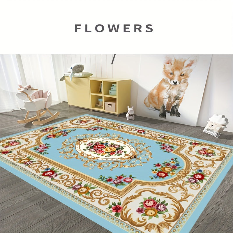 Boho Anti Fatigue Kitchen Rugs Flowers Pattern Carpet Vintage Absorbent Non Slip