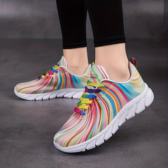 Women's Colorblock Sneakers Lightweight Low Top Lace Up Shoes