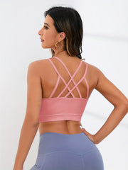 Stretchy Criss Cross Back Sports Bra for Women - Yoga Fitness