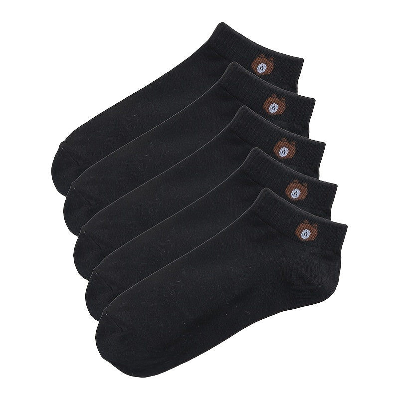 5 Pairs Soft Teddy Bear Socks Crew Length Sock Pack Women's Stockings