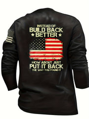 American Flag & Letter 3D Digital Pattern Print Men's Graphic T shirt