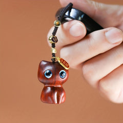 Sandalwood Cat Keychain for Men and Women