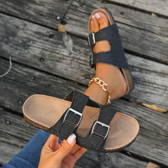 Women's Cork Footbed Sandals Comfortable Slip-on Slippers