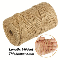 Natural Jute Twine String 2mm - 246 Feet - DIY Crafts Gardening Gift Wrapping