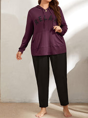 Women's Letter Print Hoodie & Pants Loungewear Set