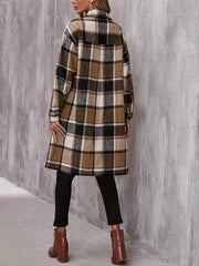 Single Breasted Flap Pockets Overcoat Long Sleeve Outwear