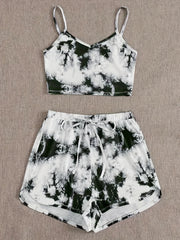 Tie Dye Crop Cami & Tie Shorts Pajama Set