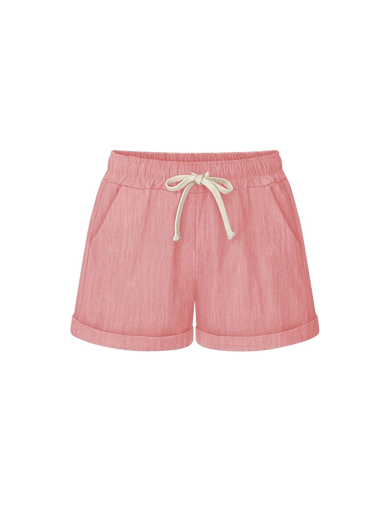 Solid Drawstring Elastic Waist Shorts Plus Size