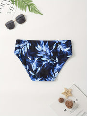 Men's Leaf Pattern Quick drying Swim Shorts for Summer Beach