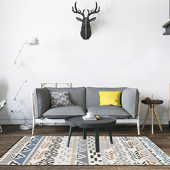 Geometric Pattern Retro Style Area Rug Washable Non-slip