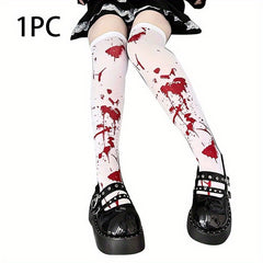 Blood Print Calf Socks Halloween Cosplay Knee High Socks