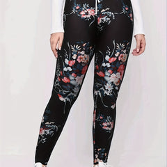 Women's Plus Floral High Stretch Skinny Pants
