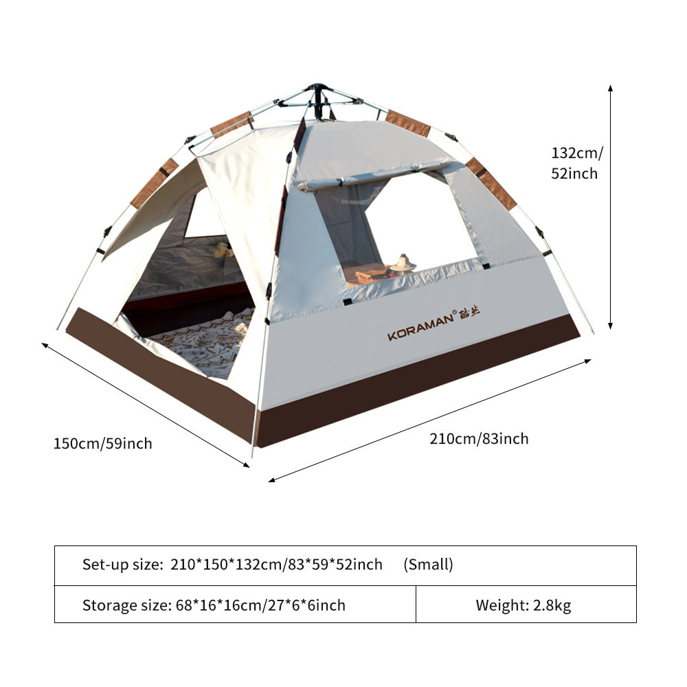 KORAMAN 3 4 Person Pop Up Outdoor Tent Waterproof & Windproof