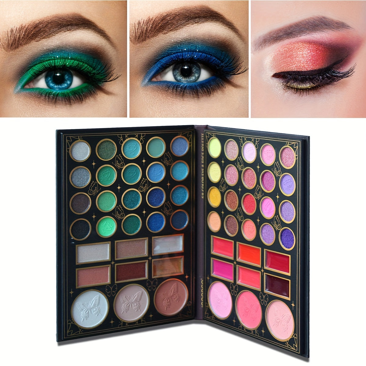 58 Colors Eyeshadow Palette Matte Satin Glitter Finish Makeup Set