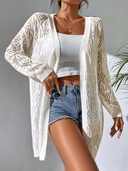 V Neck Long Sleeves Hollow Out Cover Up Shirt